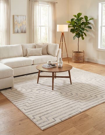 White and Silver Vogue Geo Square Rug
