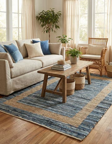 5' 1 x 8' Hand Woven Chindi Jute Rug