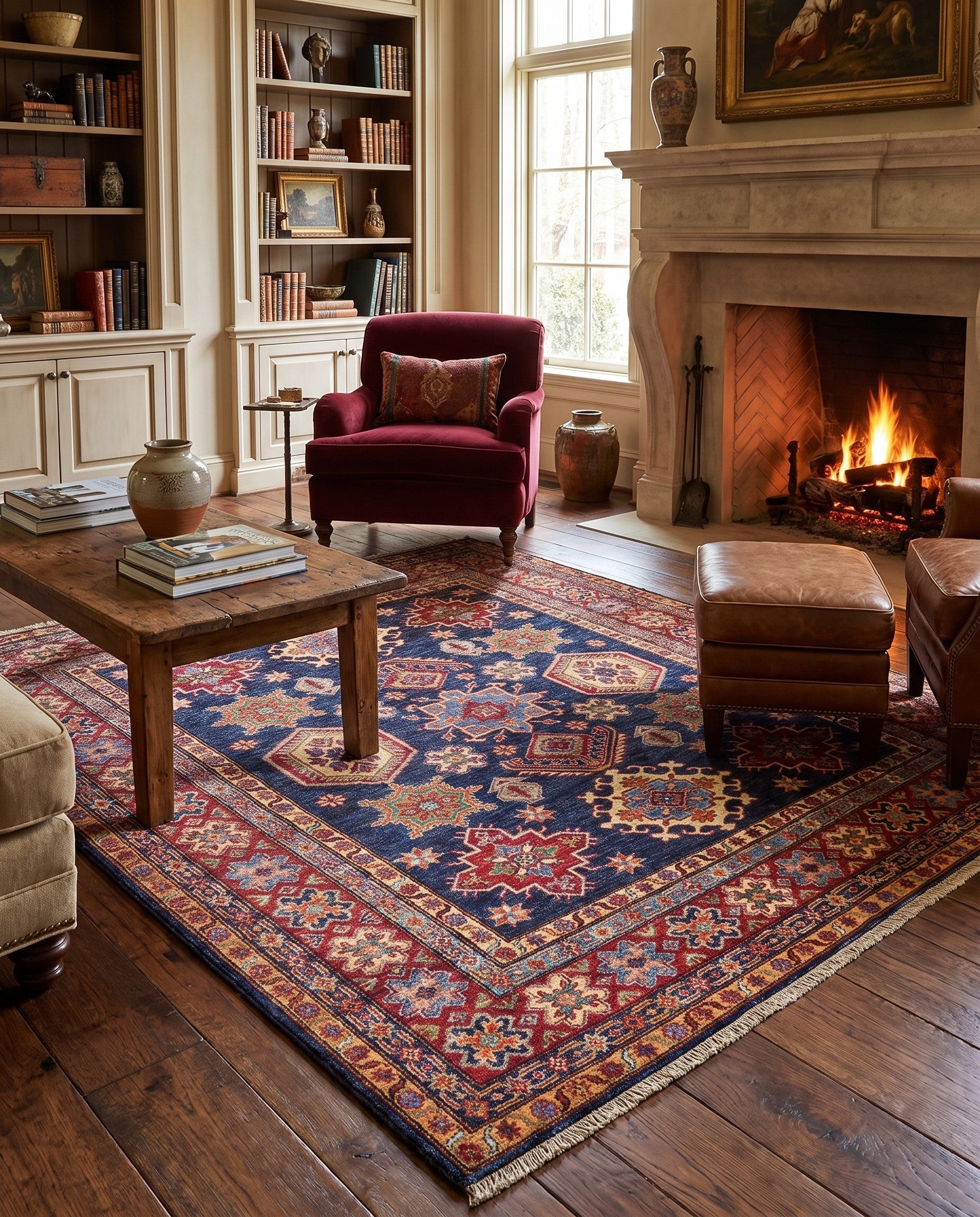 6' 1 x 6' 2 Hand Knotted Kazak Square Rug