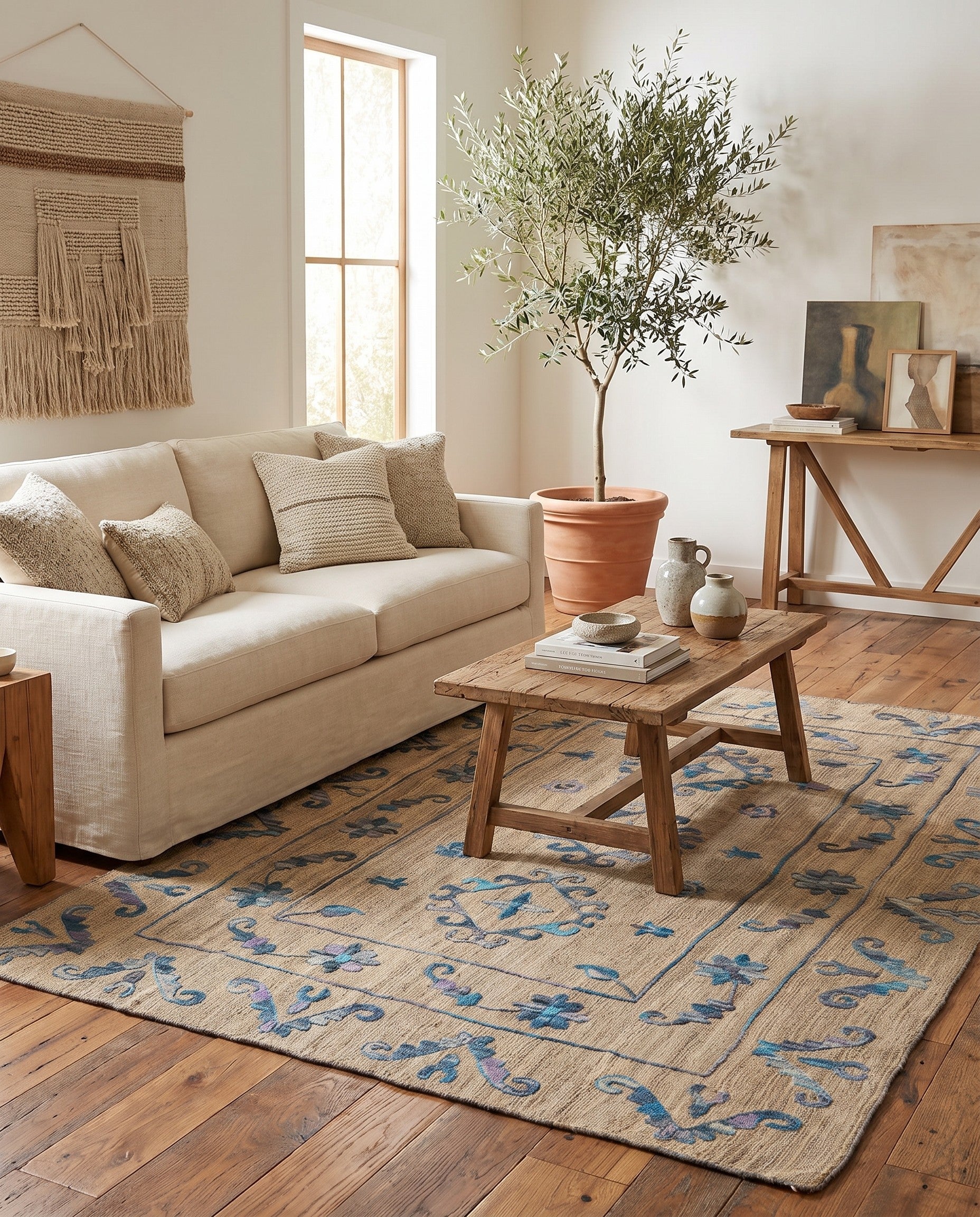 5' 10 x 7' 4 Hand Woven Kilim Suzani Wool Rug