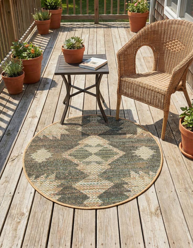 Detail image of 3' 3 x 3' 3 Easy-Clean Baja Indoor / Outdoor Round Rug