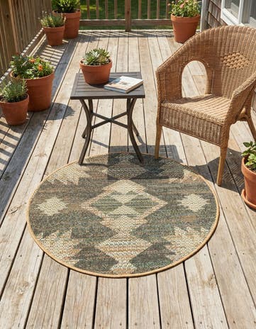 3' 3 x 3' 3 Easy-Clean Baja Indoor / Outdoor Round Rug
