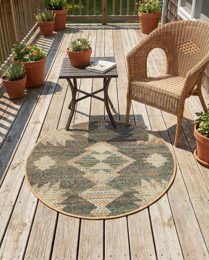 3' 3 x 3' 3 Easy-Clean Baja Indoor / Outdoor Round Rug
