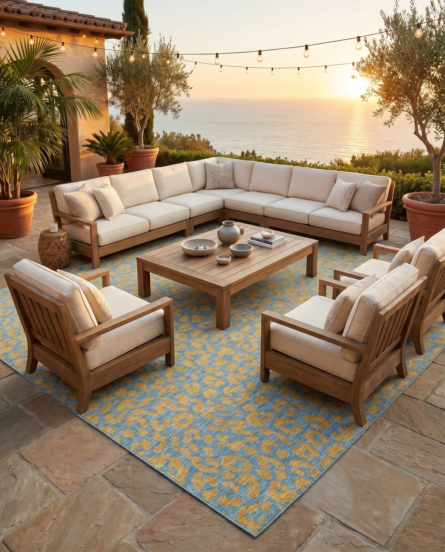 13' x 13' Easy-Clean Safari Indoor / Outdoor Square Rug