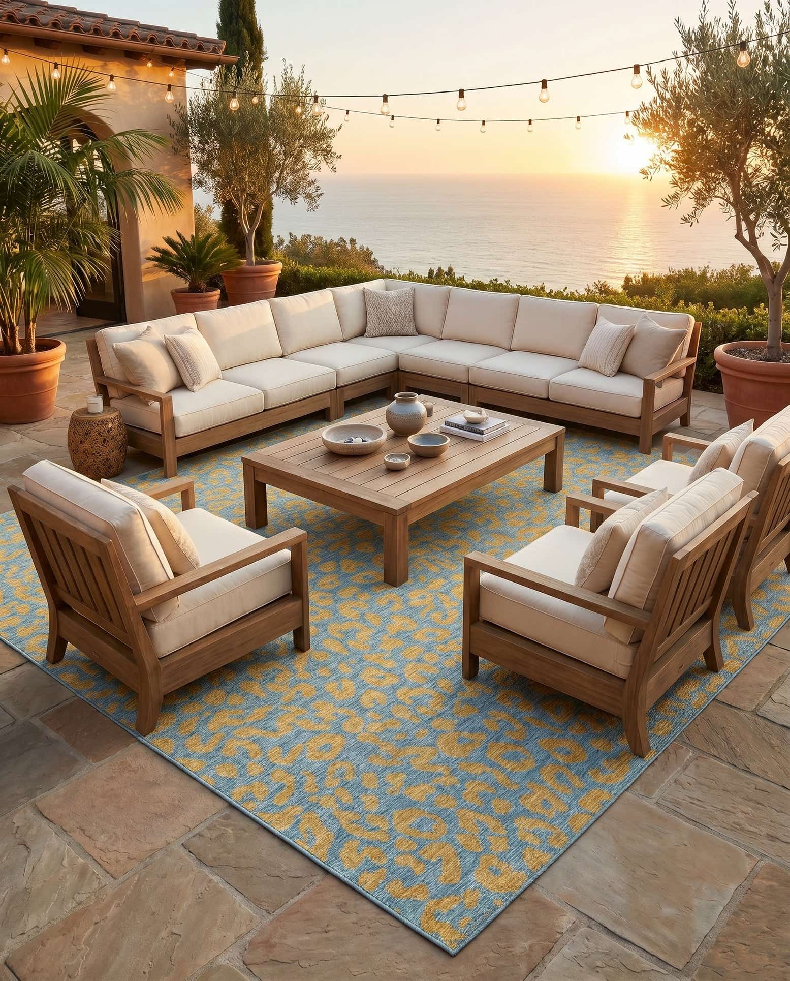 13' x 13' Easy-Clean Safari Indoor / Outdoor Square Rug