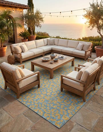 13' x 13' Easy-Clean Safari Indoor / Outdoor Square Rug