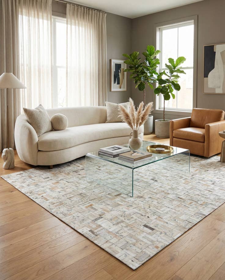 Detail image of 5' x 7' 11 Cowhide Stocks Rug