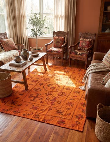 5' 9 x 7' 7 Hand Woven Kilim Suzani Wool Rug