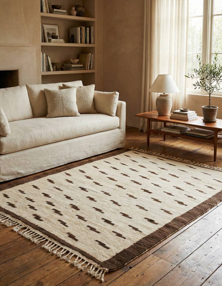 Detail image of 4' 9 x 5' 7 Hand Knotted Moroccan Wool Square Rug