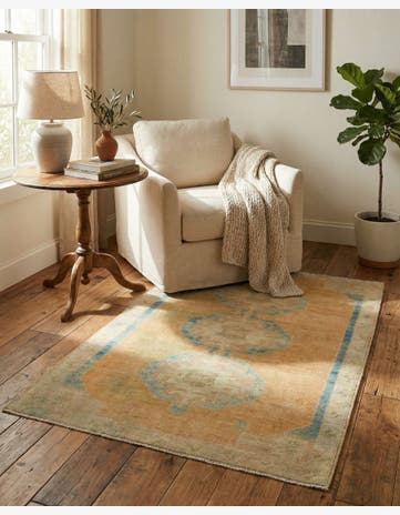 3' 5 x 5' Hand Knotted Oushak Wool Rug