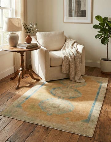 3' 5 x 5' Hand Knotted Oushak Wool Rug