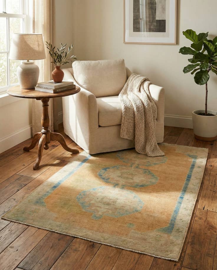 Detail image of 3' 5 x 5' Hand Knotted Oushak Wool Rug