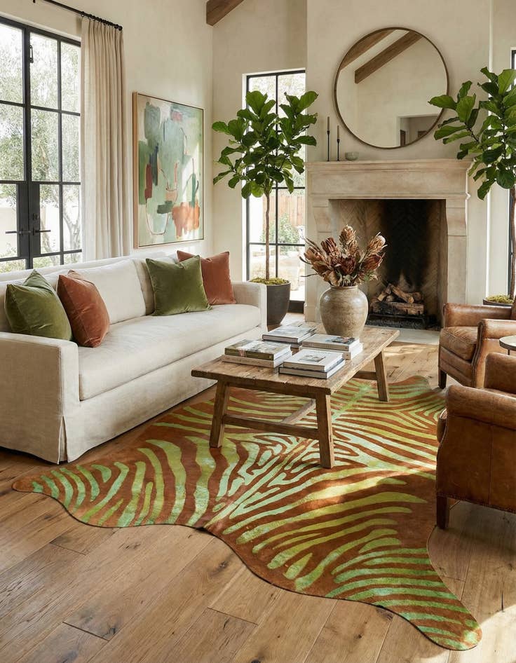 Detail image of 6' 8 x 7' 6 Cowhide Leather Square Rug