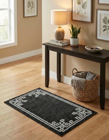Black Greek Key Rug