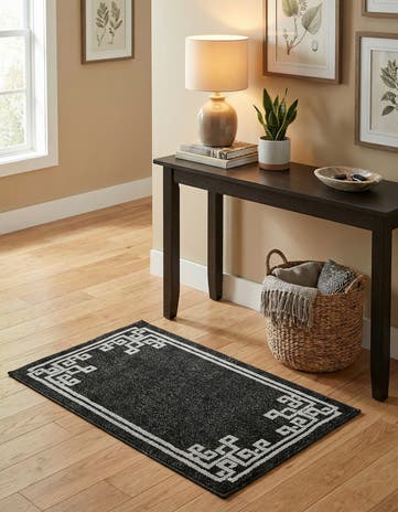 Black Greek Key Rug