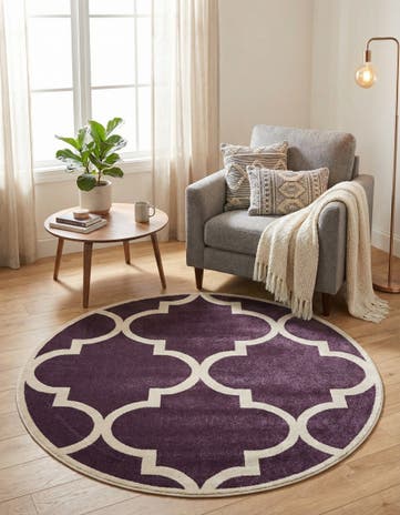 Purple Lattice Round Rug