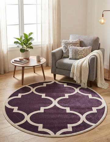 Purple Lattice Round Rug