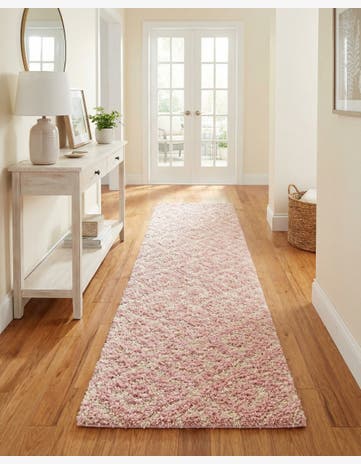 Light Pink Lattice Shag Runner Rug