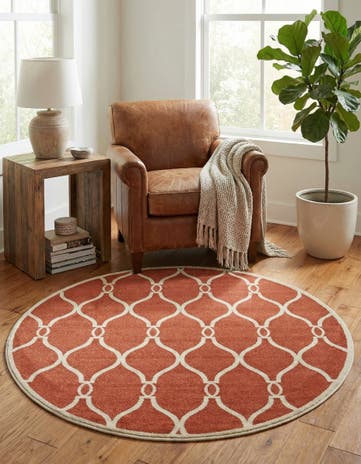 Terracotta Lattice Round Rug