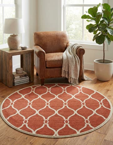 Terracotta Lattice Round Rug