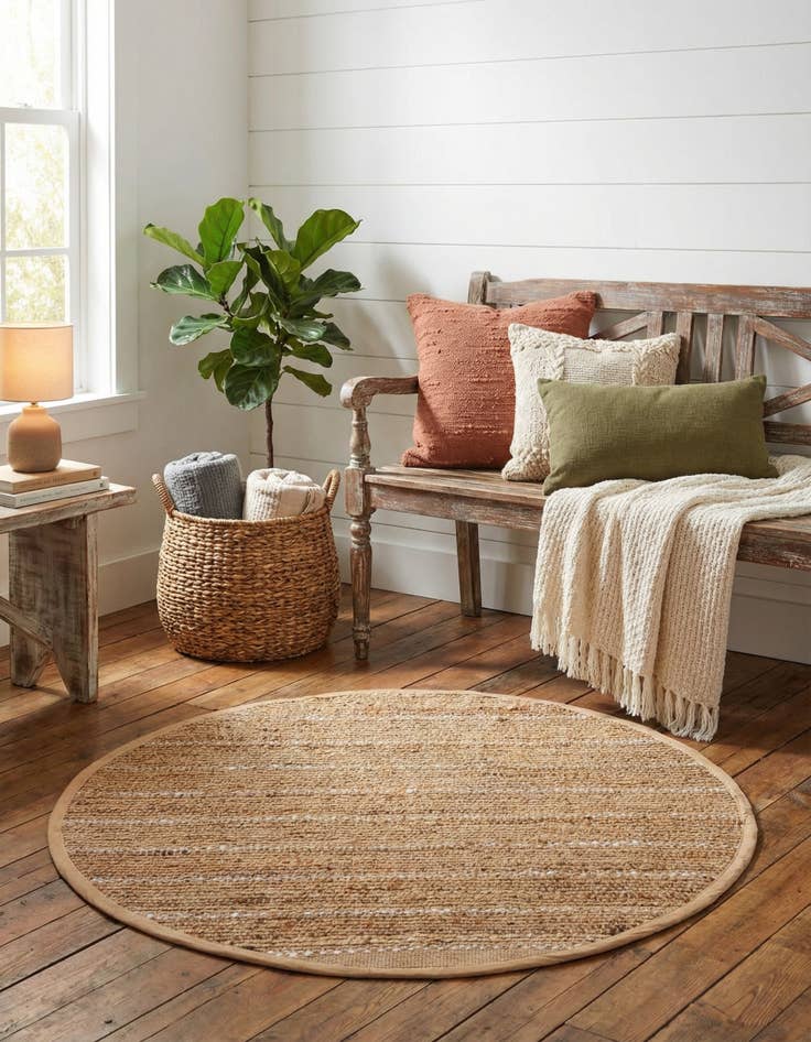 Detail image of 3' 1 x 3' 1  Hand Braided Laurel Handwoven Jute Round Rug