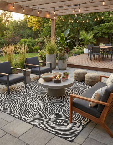 10' x 10' Easy-Clean Modern Indoor / Outdoor Square Rug