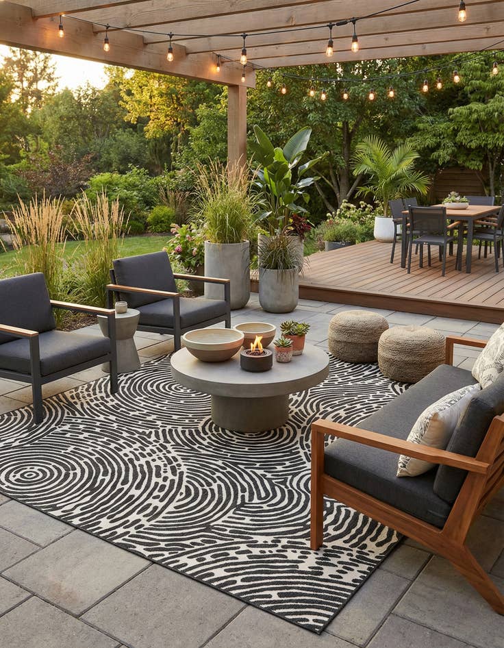 Detail image of 10' x 10' Easy-Clean Modern Indoor / Outdoor Square Rug