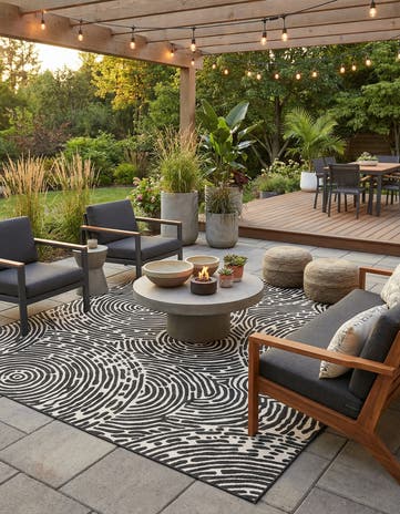 10' x 10' Easy-Clean Modern Indoor / Outdoor Square Rug