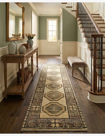 2' 9 x 9' 8 Hand Knotted Oushak Wool Runner Rug