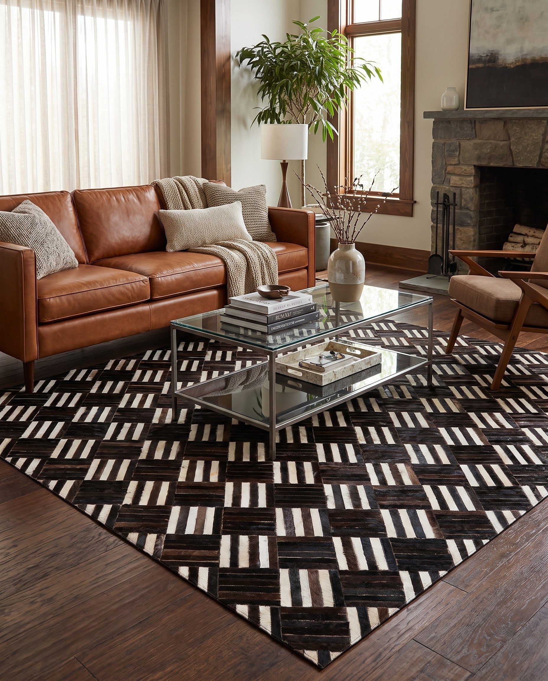 5' 11 x 6' 7 Cowhide Stocks Square Rug