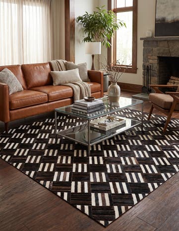 5' 11 x 6' 7 Cowhide Stocks Square Rug