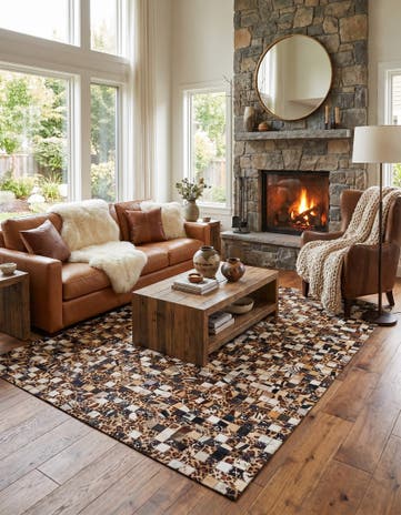 5' 1 x 8' 1 Cowhide Leather Rug