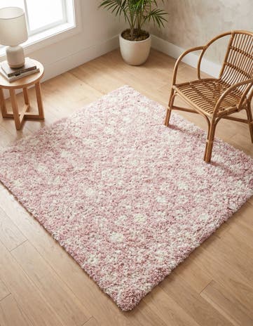 4' x 4' Moroccan Trellis Shag Square Rug