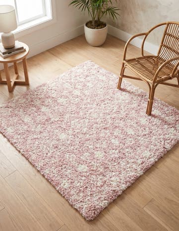 4' x 4' Moroccan Trellis Shag Square Rug