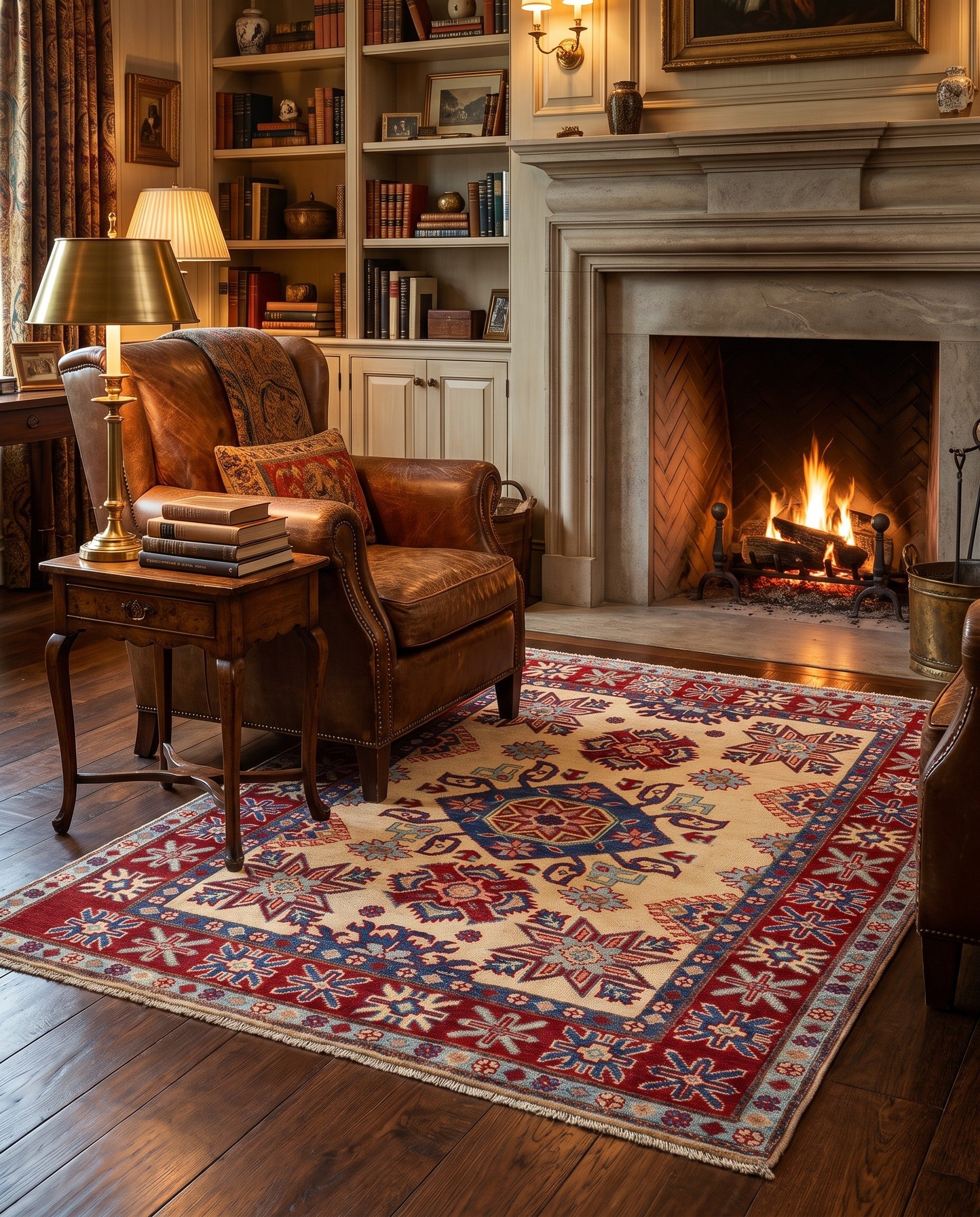 4' x 5' 3 Hand Knotted Kazak Rug