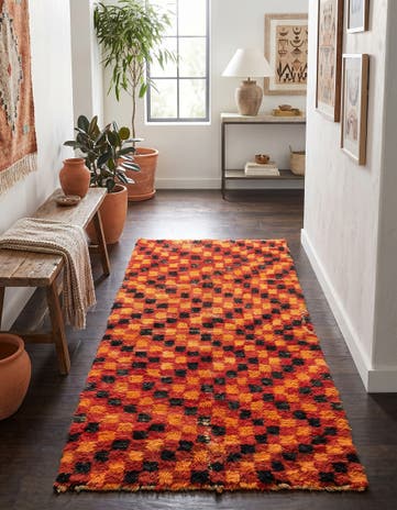 4' 6 x 7' 8 Hand Knotted Moroccan Wool Runner Rug