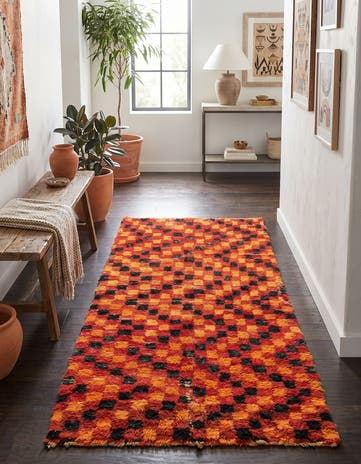 4' 6 x 7' 8 Hand Knotted Moroccan Wool Runner Rug