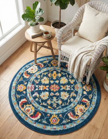 Navy Blue Aurelia Round Rug