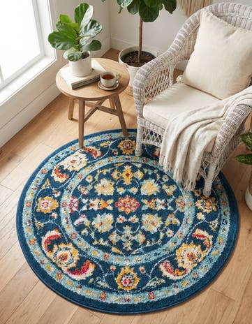 Navy Blue Aurelia Round Rug