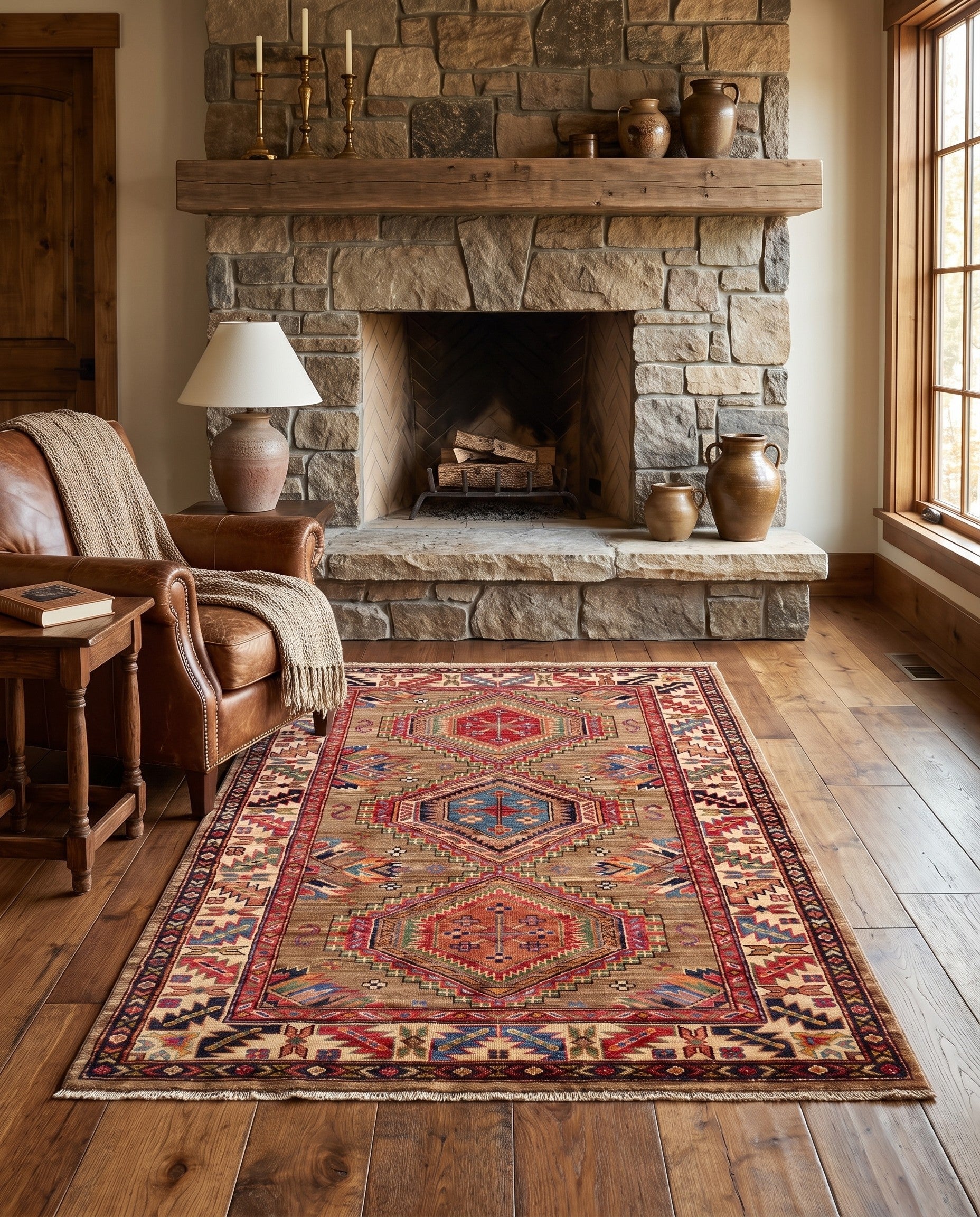 3' 4 x 5' 3 Hand Knotted Kazak Rug
