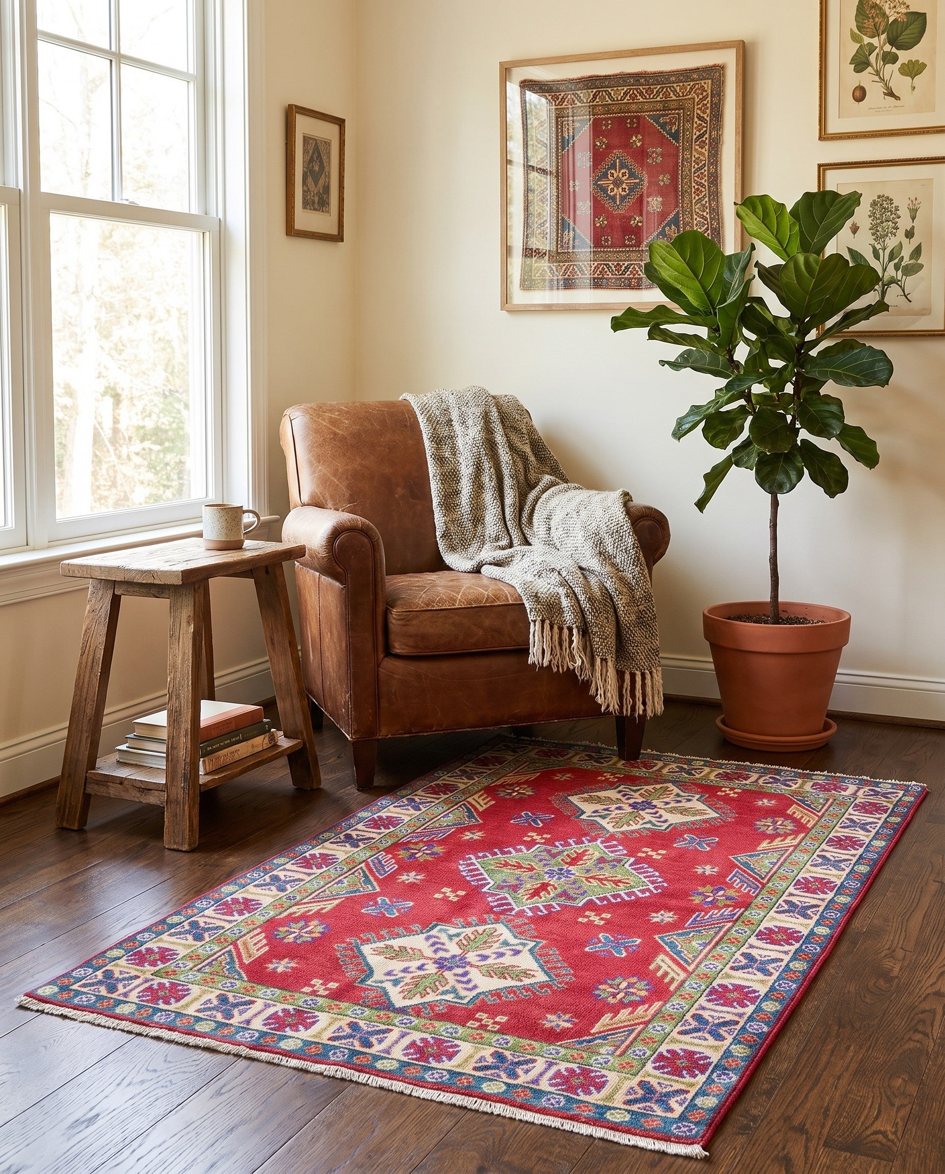 3' 4 x 5' 1 Hand Knotted Kazak Rug