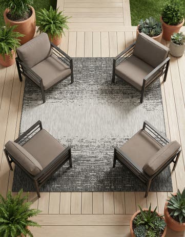Charcoal Gray Easy-Clean Modern Indoor / Outdoor Square Rug
