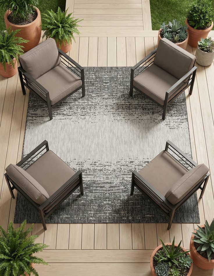 Detail image of 7' 10 x 7' 10 Washable Modern Indoor / Outdoor Square Rug