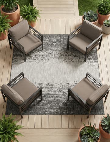 Charcoal Gray Easy-Clean Modern Indoor / Outdoor Square Rug