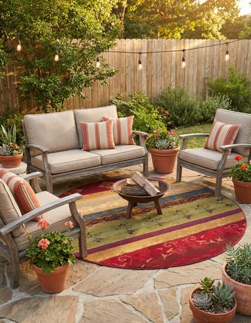 6' x 6' Easy-Clean Modern Indoor / Outdoor Round Rug