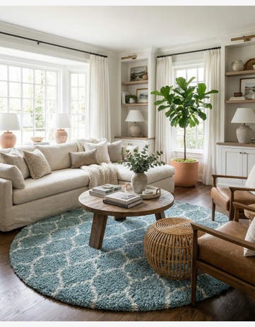 10' x 10' Lattice Shag Round Rug