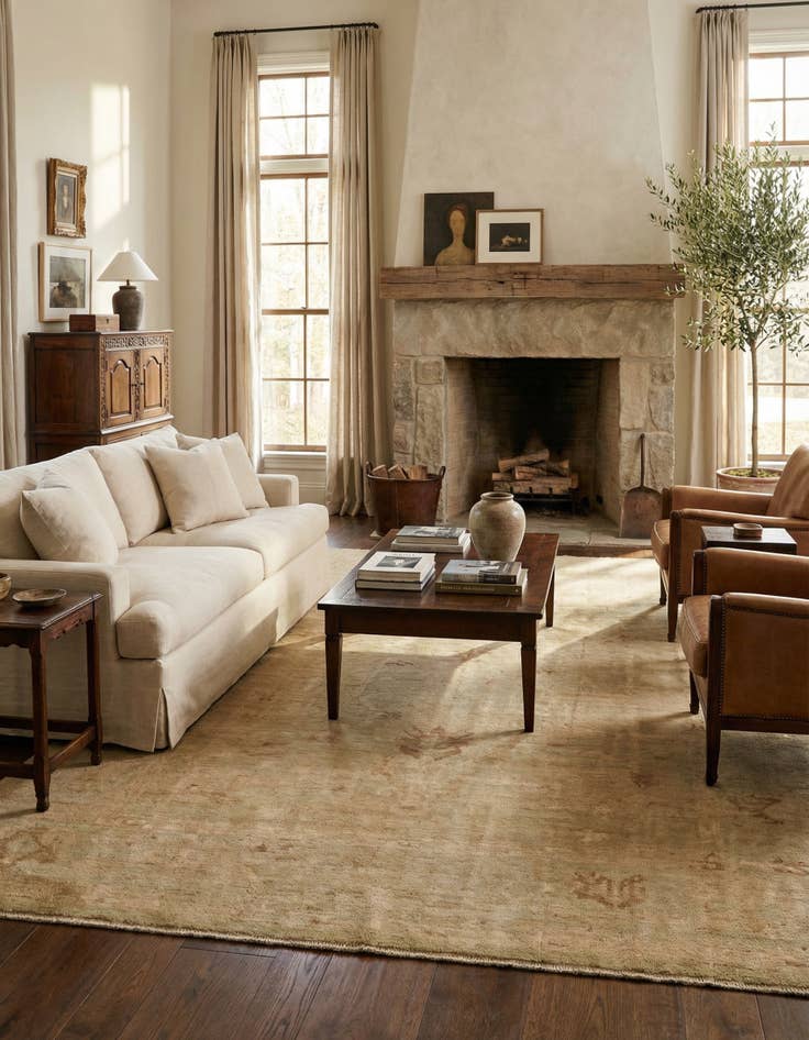 Detail image of 8' 4 x 9' 9 Hand Knotted Oushak Wool Rug