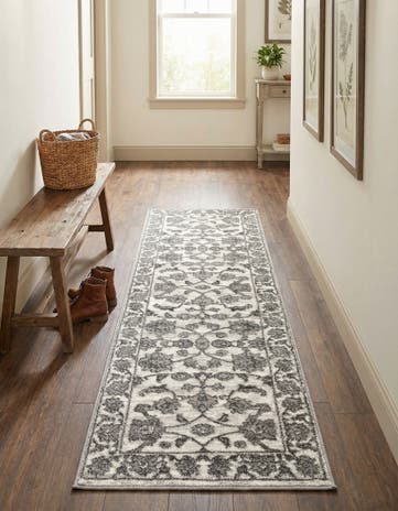 white Gray Boston Runner Rug