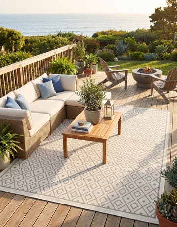 9' x 12' Easy-Clean Lattice Indoor / Outdoor Rug