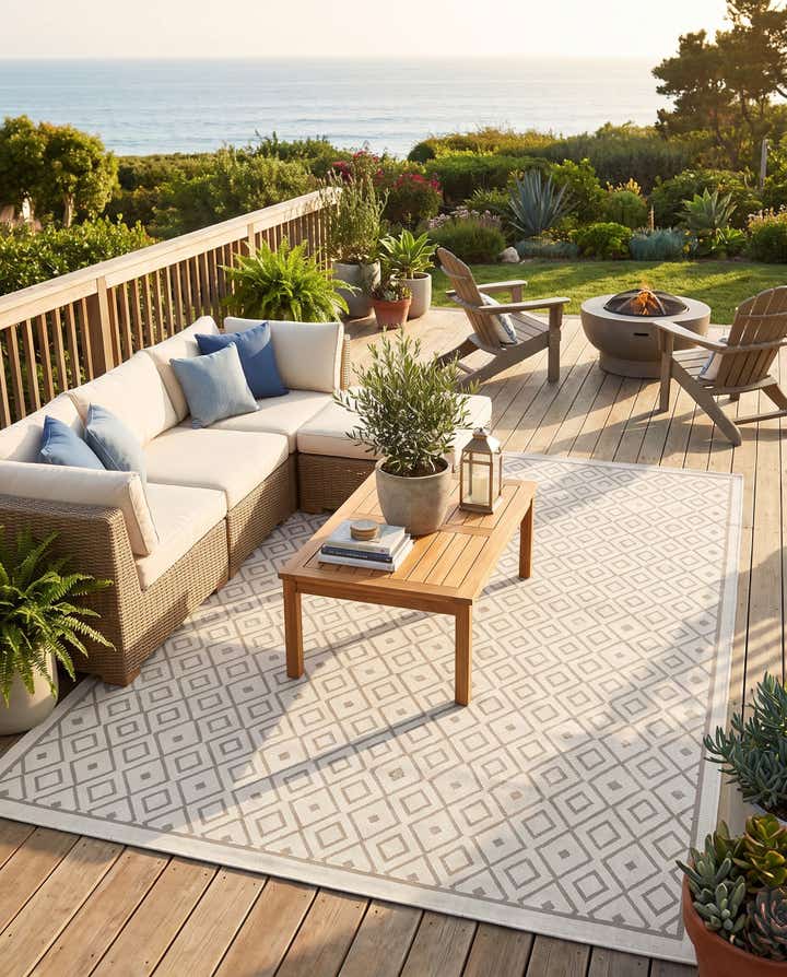 9' x 12' Easy-Clean Trellis Indoor / Outdoor Rug